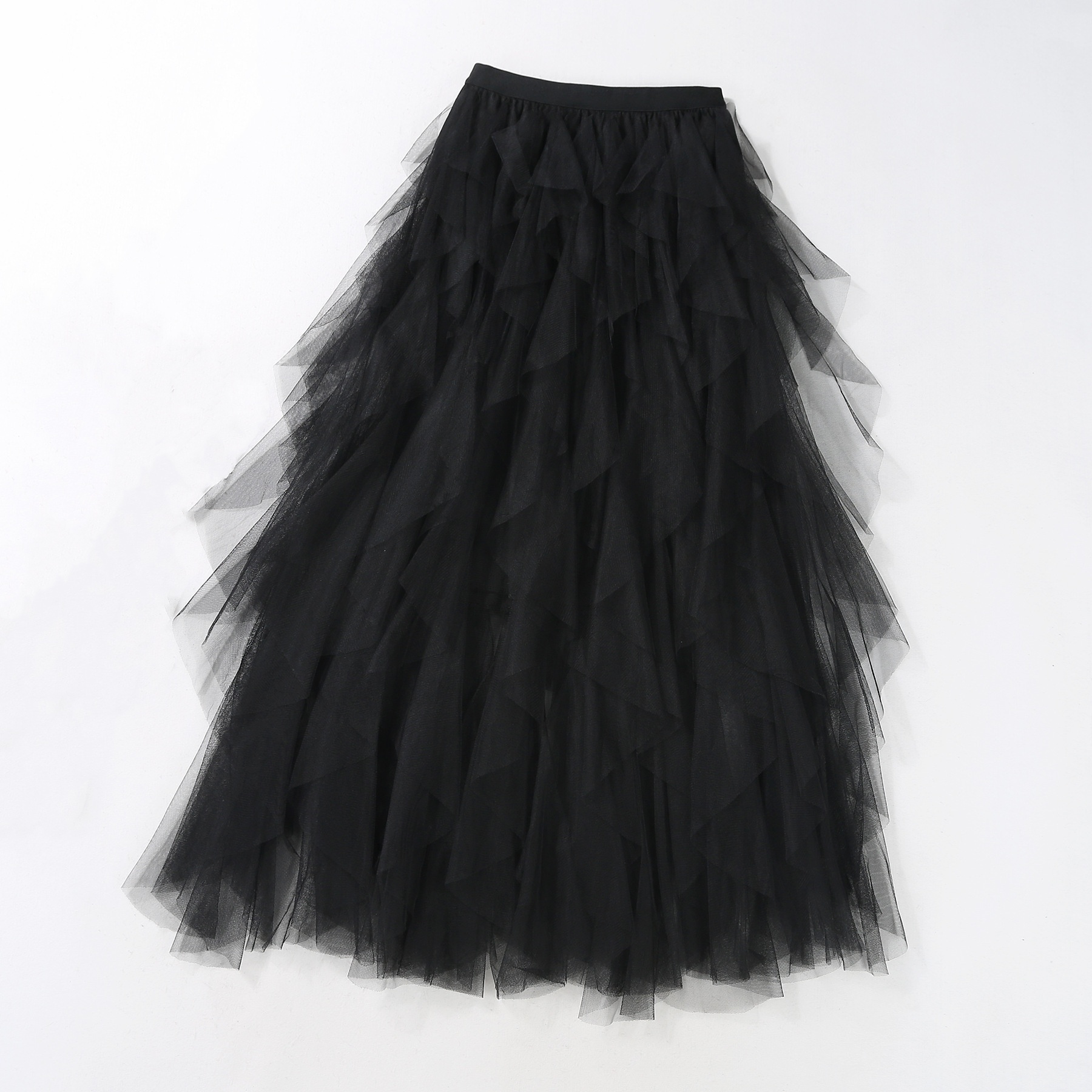 Summer Womens Elastic High Waist Ruffle Mesh Tulle Tutu Skirt Pleated Long Dress - Picture 17 of 20