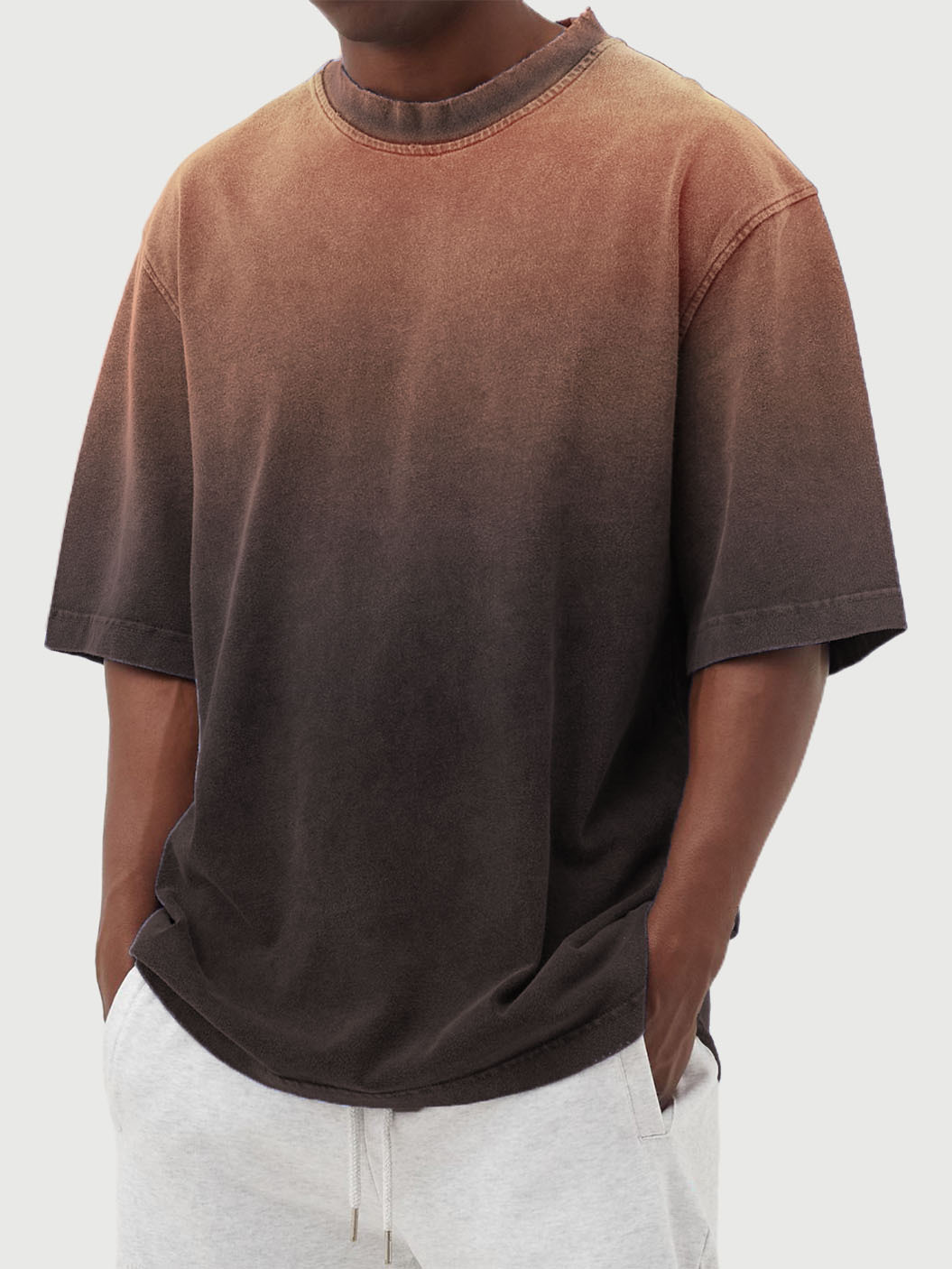 Herren Farbverlauf bedruckte T-Shirts Straße Freizeit Farbblockierung Kurzarm Tops - Bild 15 von 20