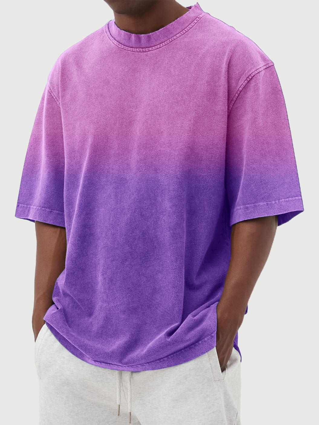 Herren Farbverlauf bedruckte T-Shirts Straße Freizeit Farbblockierung Kurzarm Tops - Bild 17 von 20