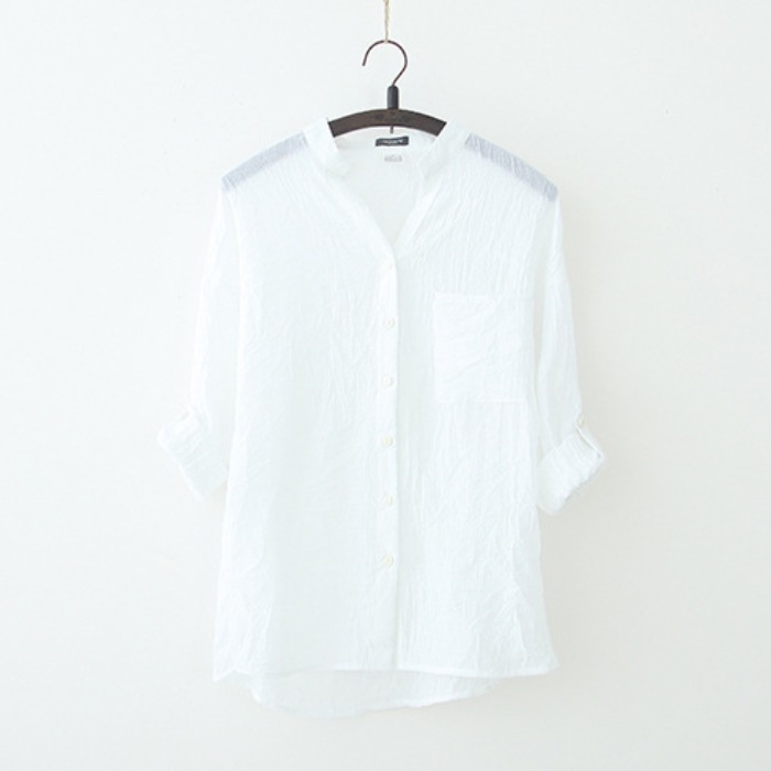 Women Long Sleeve Casual Spring Top Linen Loose Button Down Career Shirt Blouse - Picture 21 of 26