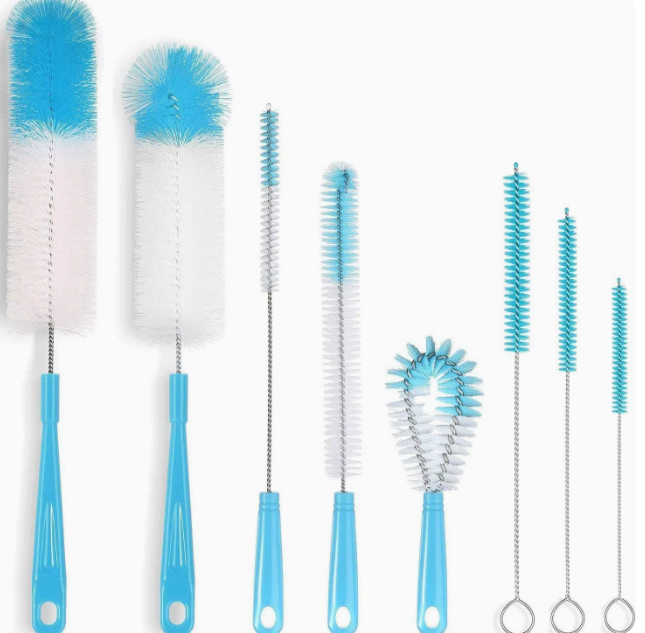 8X Nylon Straw Brush Set Cleaner Bottle Glass Tube Pipe Small Long Cleaning