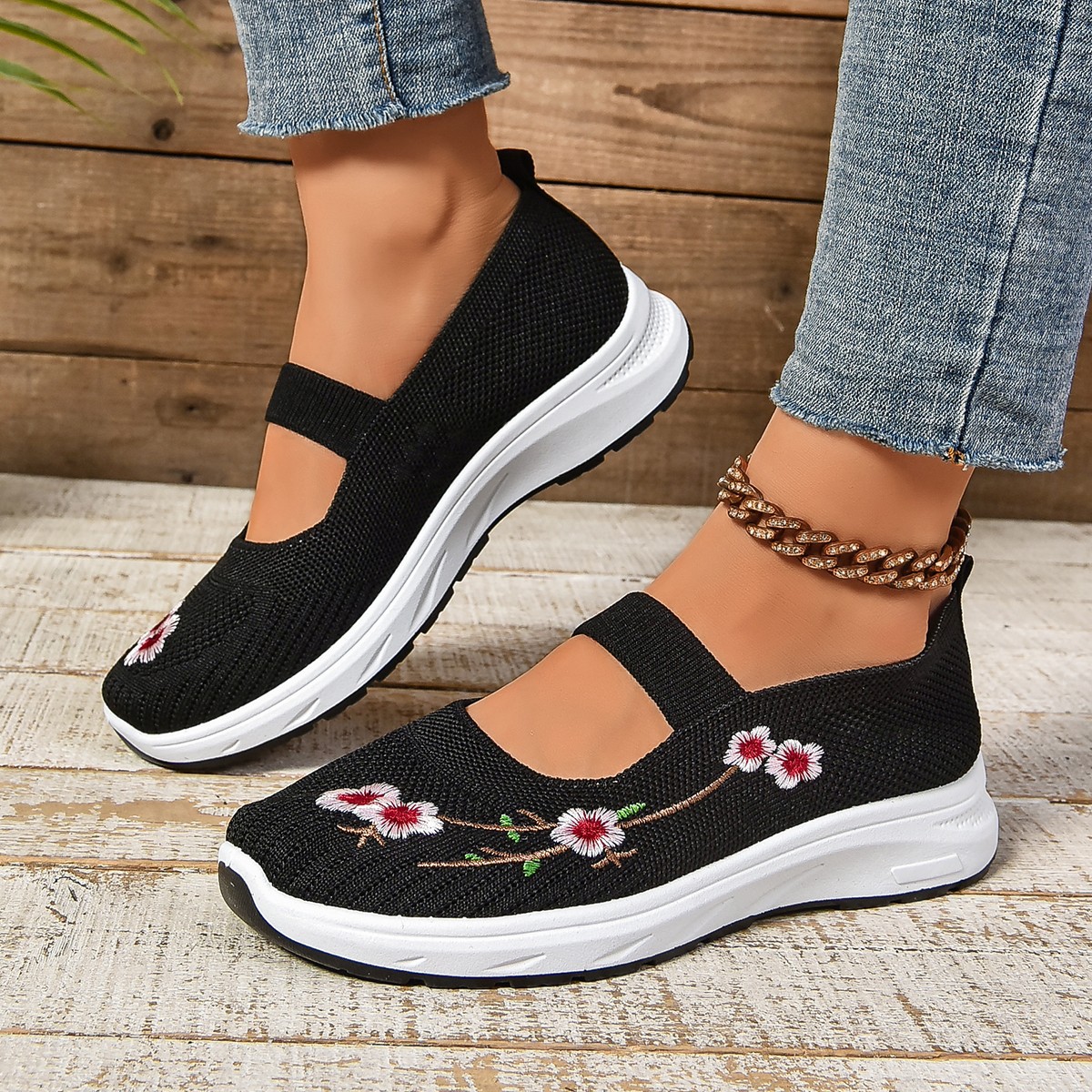 Sneakers donna casual a rete elasticizzate leggere traspiranti scarpe sportive Mary Jane - Foto 12 di 15
