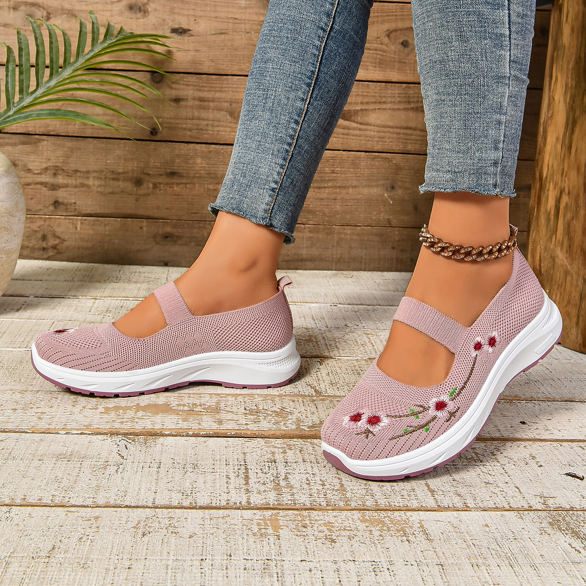 Sneakers donna casual a rete elasticizzate leggere traspiranti scarpe sportive Mary Jane - Foto 14 di 15