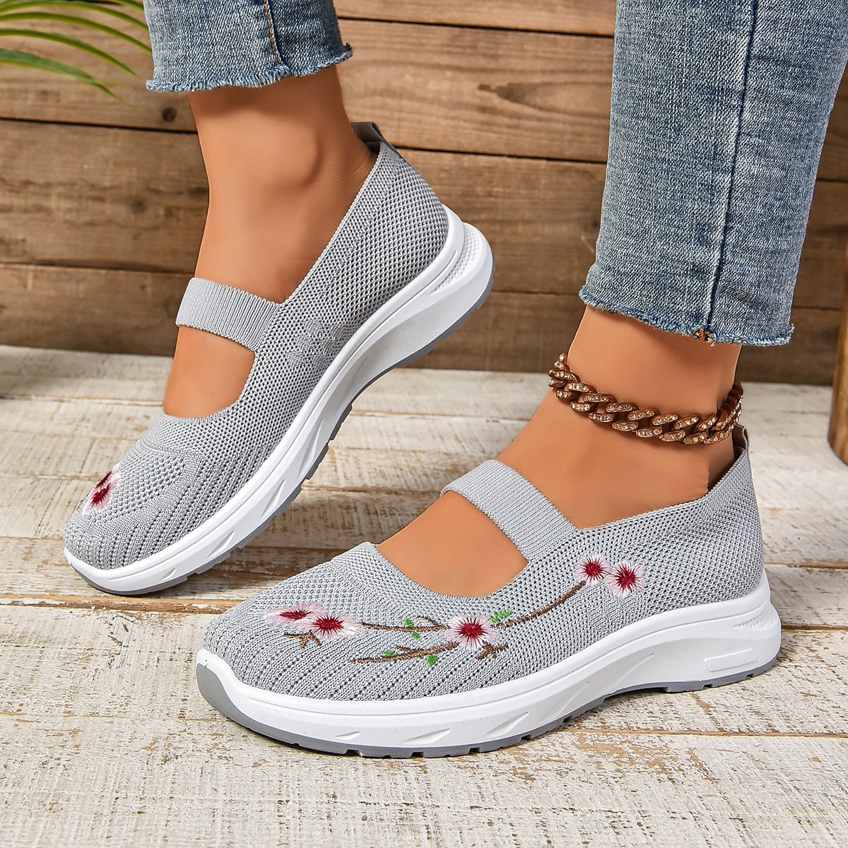 Sneakers donna casual a rete elasticizzate leggere traspiranti scarpe sportive Mary Jane - Foto 15 di 15