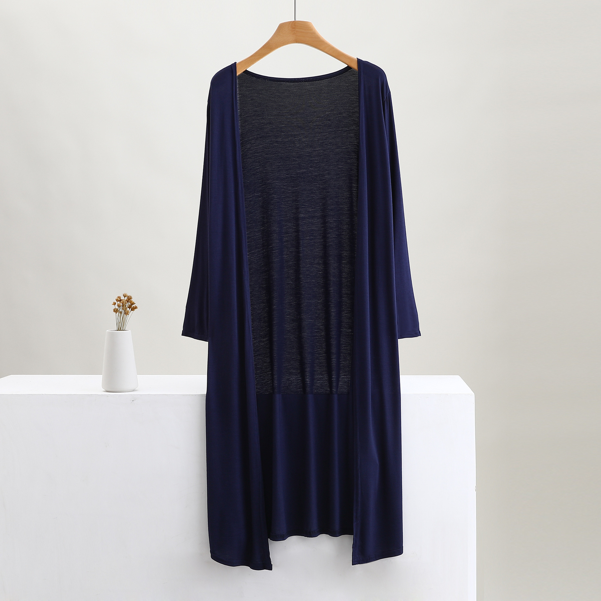 Women Long Sleeve Open Front Long Maxi Cardigan Longer Length Coat Sweater - Picture 19 of 26