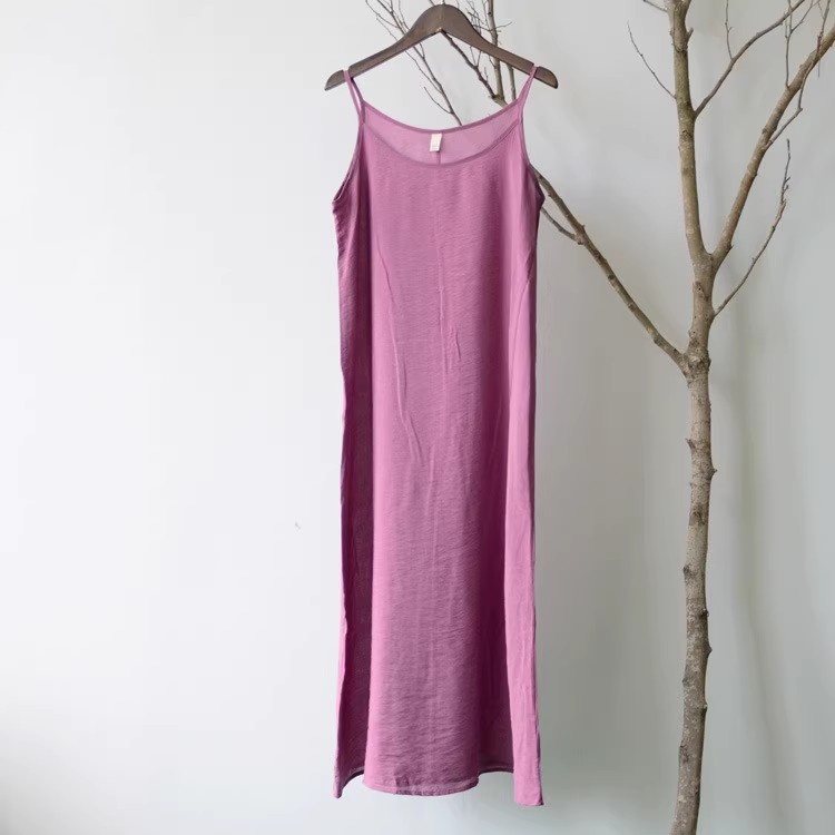 Women Cotton Silk Camisole Full Slips Dresses Loose Under Slip Dress Petticoat