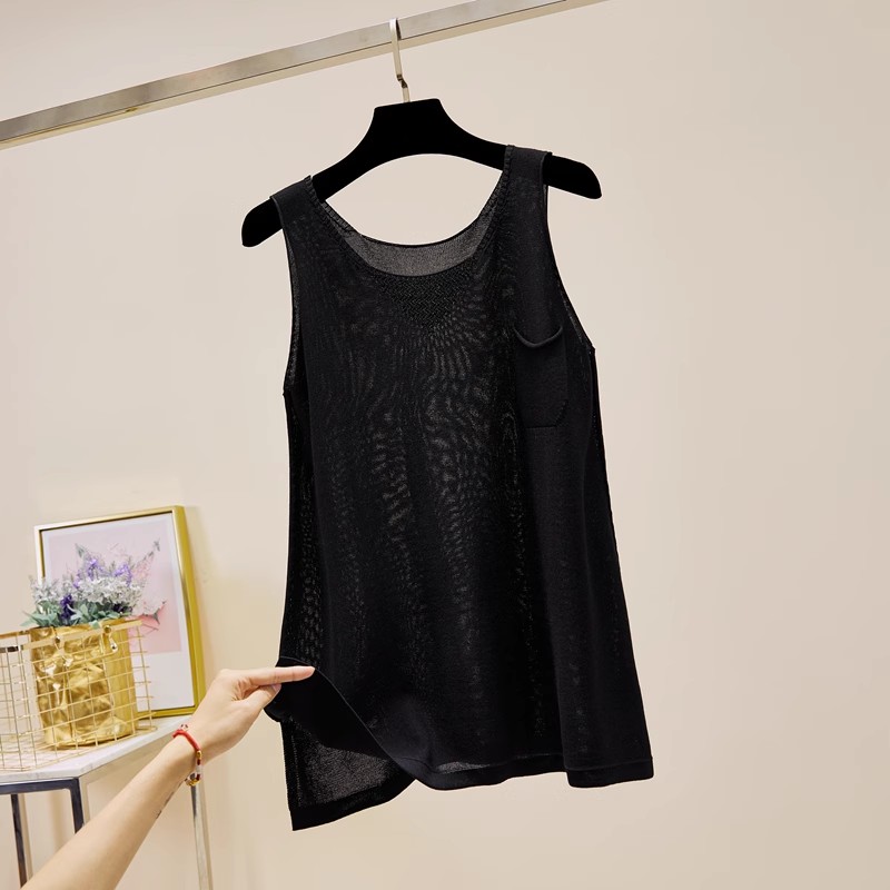Women Loose Knitted Tank Top Vest Camisole Faux Linen Basic Sleeveless Shirt - Picture 10 of 10