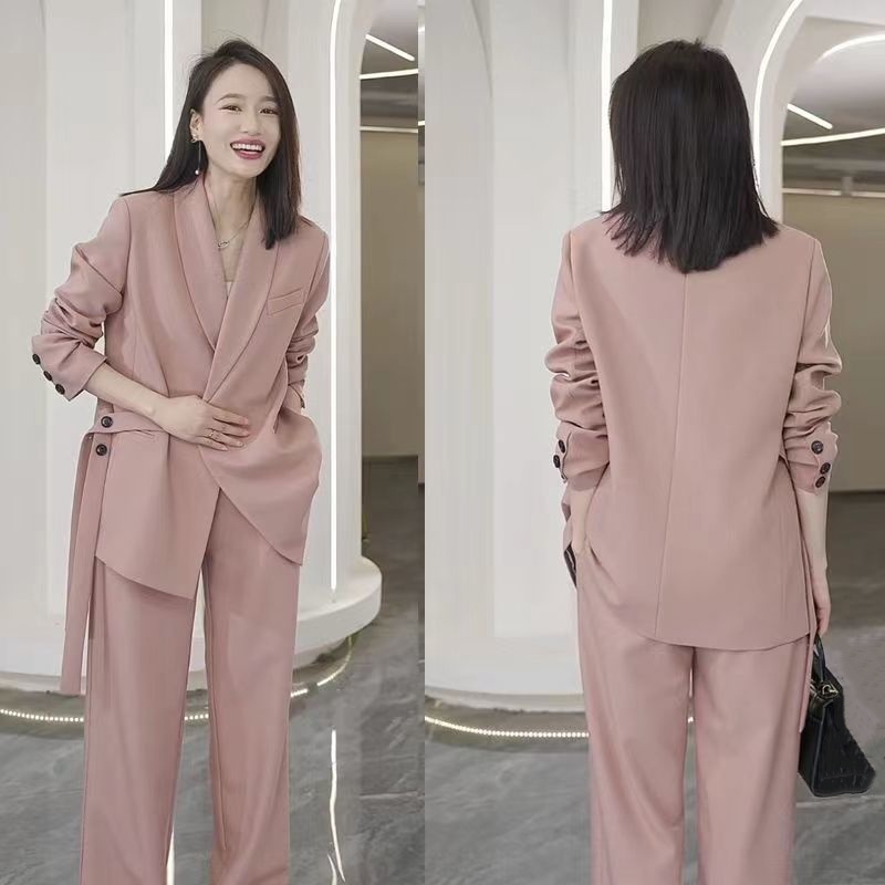Spring Womens OL Formal New Loose Wide Leg Pants Blazer Two Piece Suit Set - Photo 11/11
