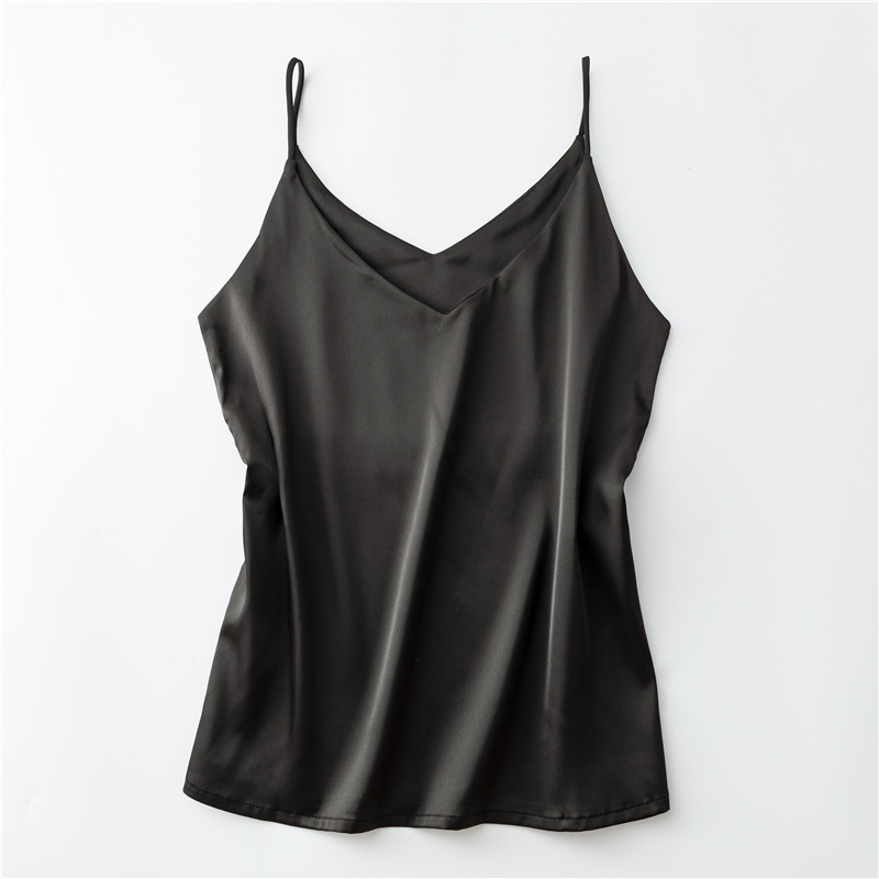 Womens Silk Satin Tank Cami Plain Sleeveless Strappy Camisole Vest Casual Tops - Picture 8 of 13