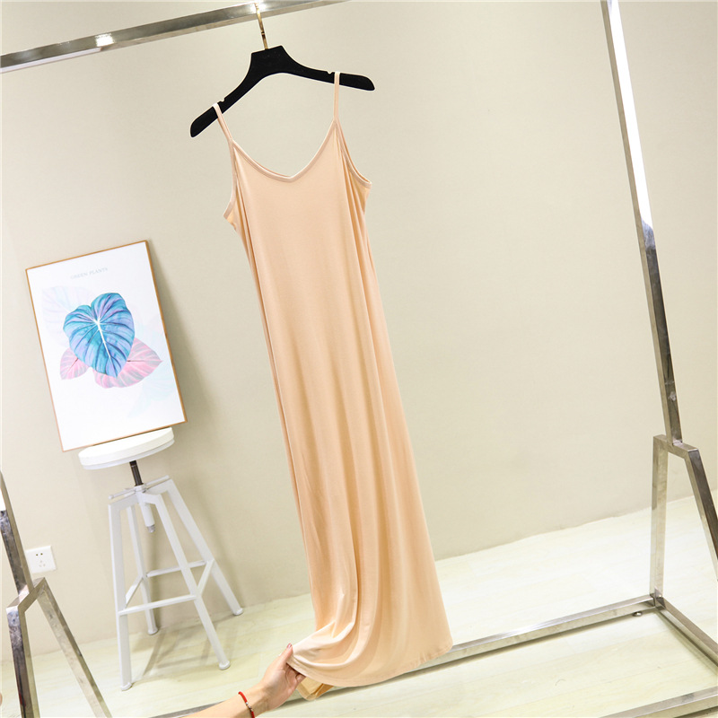 Women Cami Full Slip Plain Long  Loose Dresses Camisole Liner Under Dress