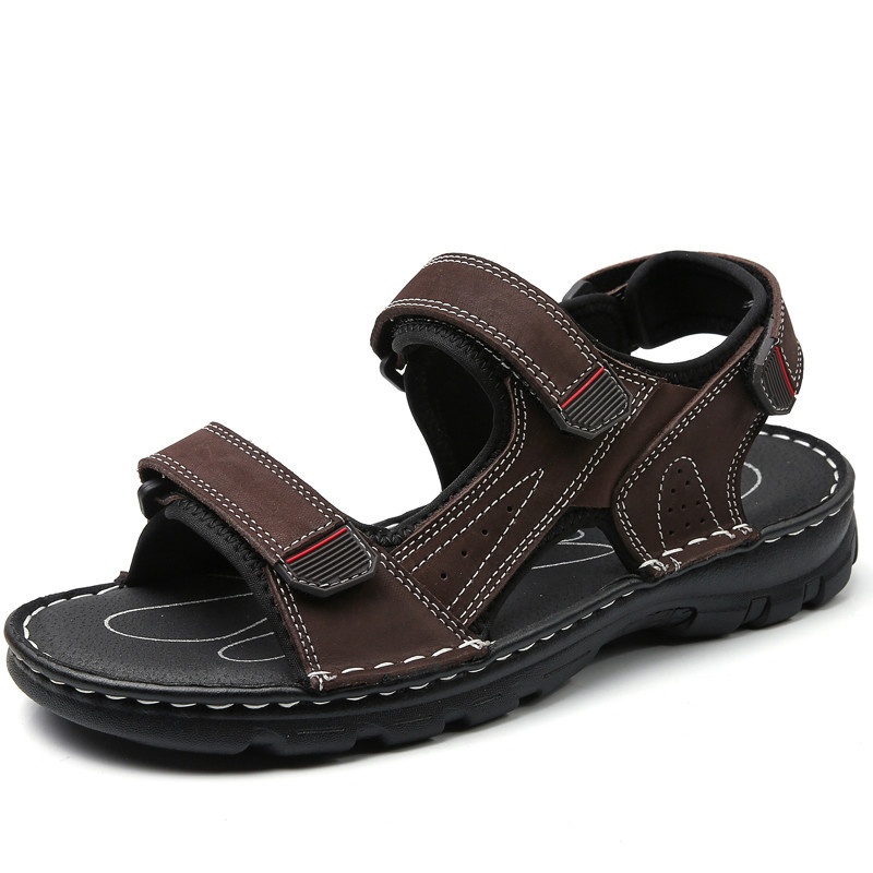 Mens Leather Summer Sandals Shoes Outdoor Beach Holiday Sports Casual Sandals - Picture 16 of 18
