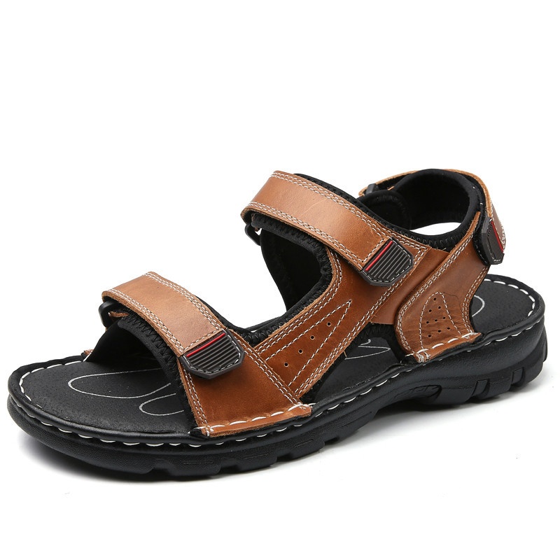 Mens Leather Summer Sandals Shoes Outdoor Beach Holiday Sports Casual Sandals - Picture 18 of 18