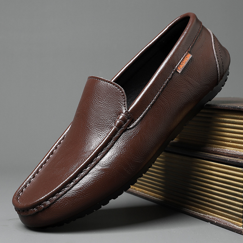 Leather Men Casual Shoes Luxury Loafers Breathable Slip on Italian Driving Shoes - Picture 9 of 9