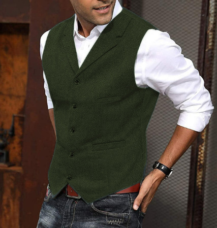 Chaleco de Espiga para Hombres Vestido Chaleco Calce Ajustado Botones Baile de graduación Traje Formal Chaleco - Imagen 20 de 23