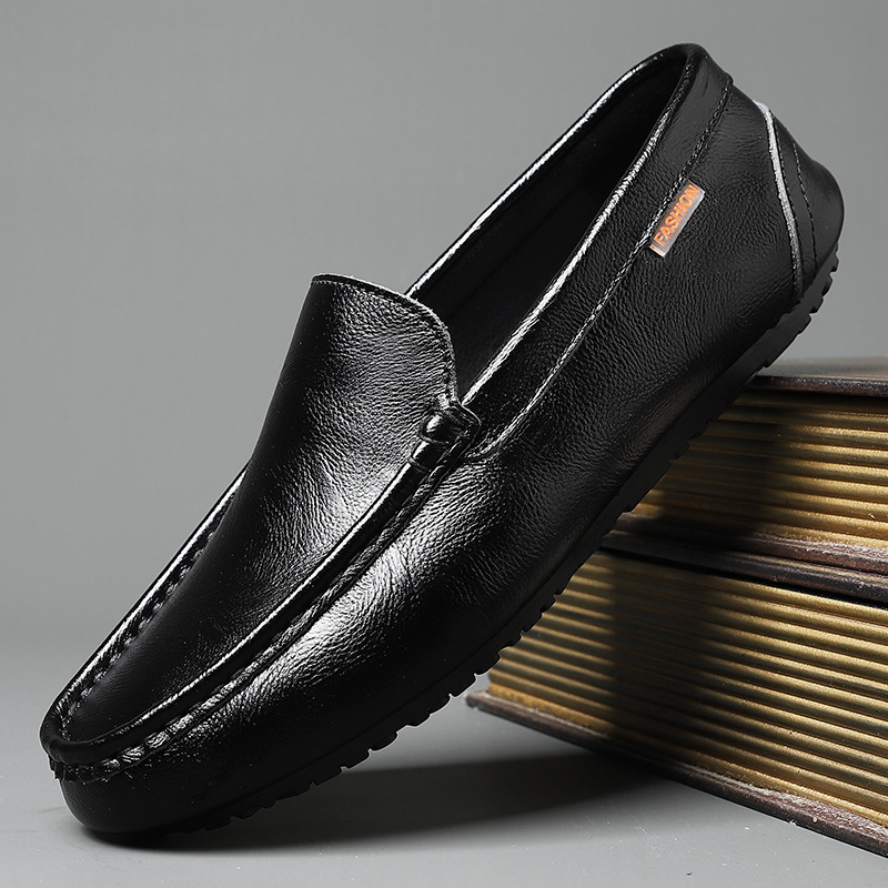 Leather Men Casual Shoes Luxury Loafers Breathable Slip on Italian Driving Shoes - Picture 8 of 9