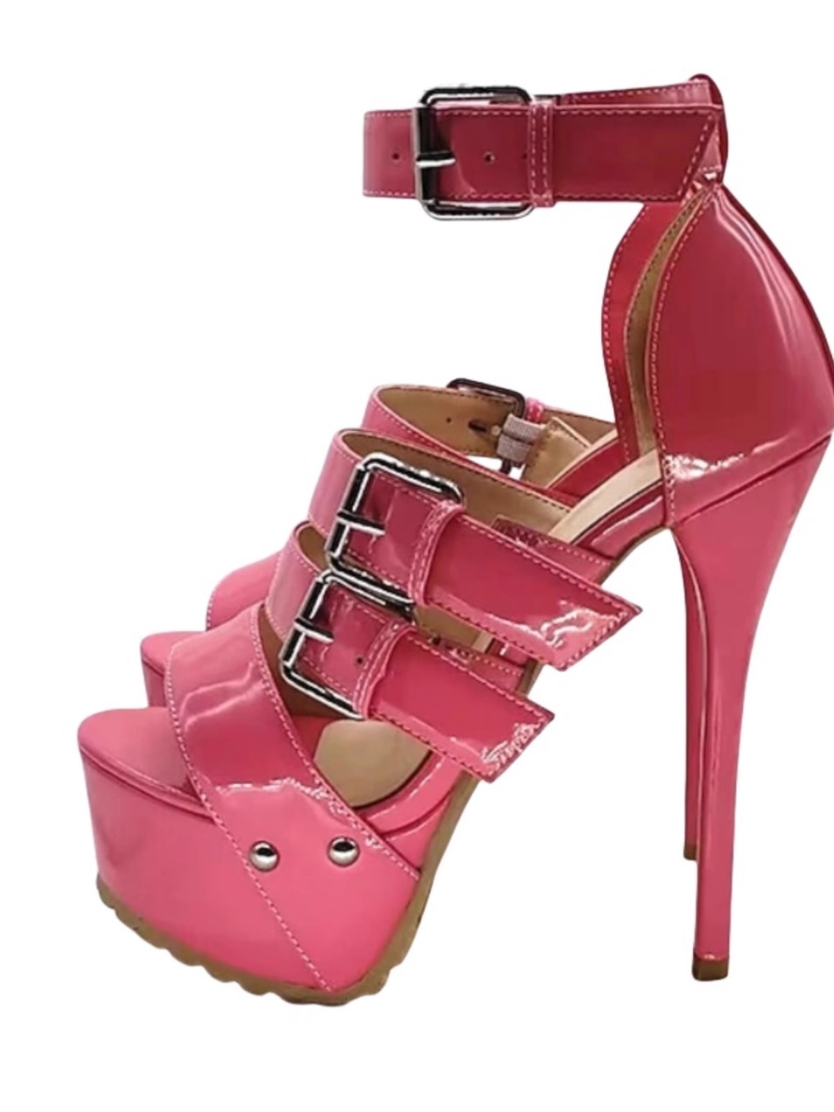 Women's Open Toe 16cm High Heels Platform Ankle Sandals Buckle Strap Stilettos - Picture 10 of 13