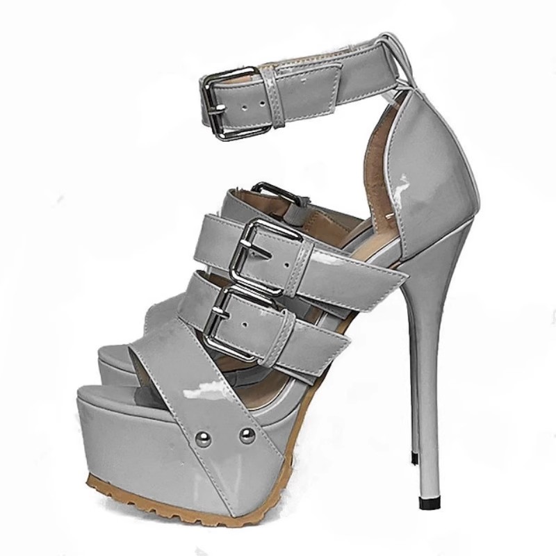Women's Open Toe 16cm High Heels Platform Ankle Sandals Buckle Strap Stilettos - Picture 13 of 13