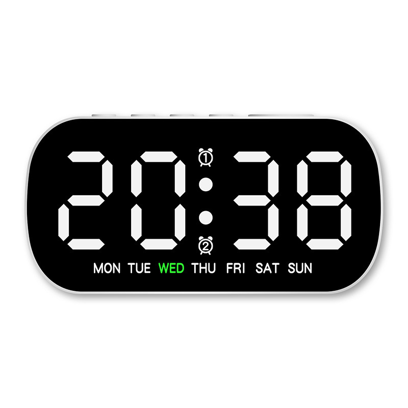 LED Electric Digital Alarm Clock Mains Power Mirror Display Bedroom Bedside UK - Picture 24 of 28