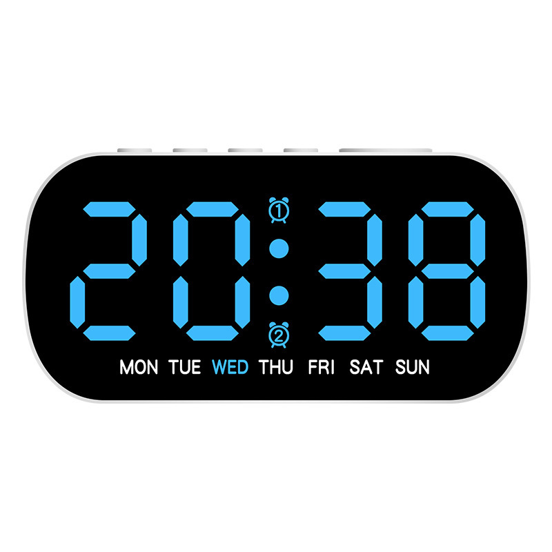 LED Electric Digital Alarm Clock Mains Power Mirror Display Bedroom Bedside UK - Picture 27 of 28