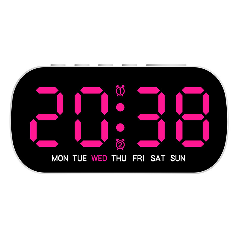 LED Electric Digital Alarm Clock Mains Power Mirror Display Bedroom Bedside UK - Picture 25 of 28