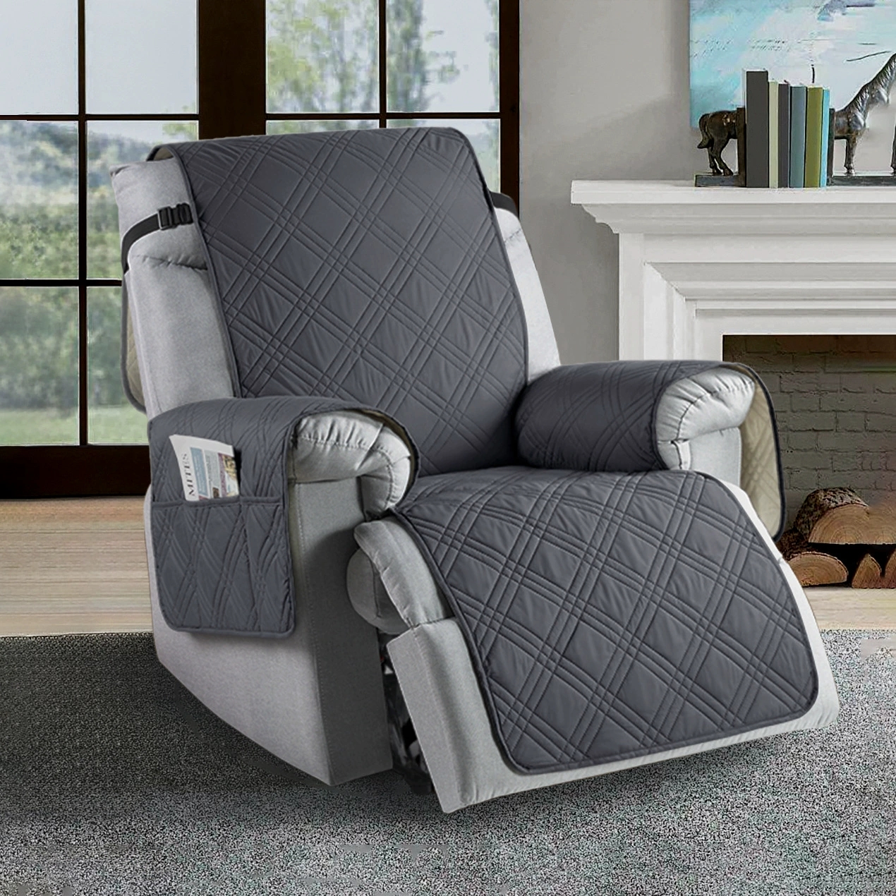 Waterproof Recliner Chair Cover with Pocket Slipcover Reversible Sofa Protector - Picture 19 of 26