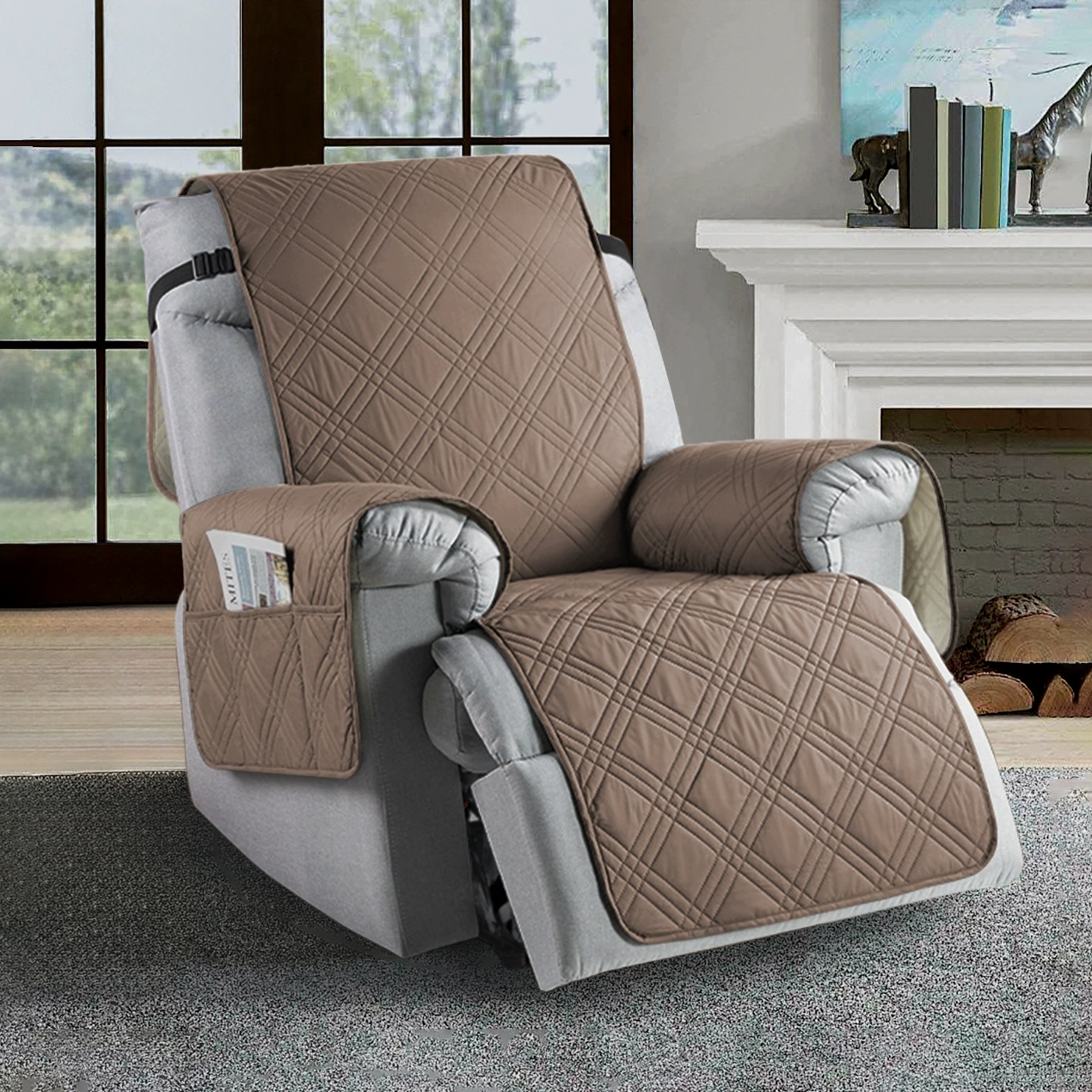 Waterproof Recliner Chair Cover with Pocket Slipcover Reversible Sofa Protector - Picture 22 of 26