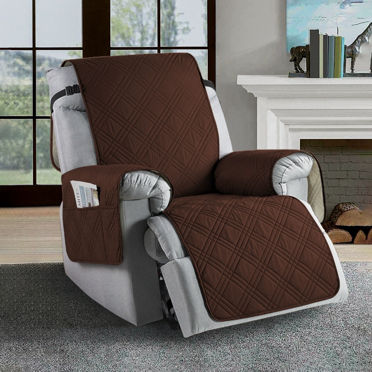 Waterproof Recliner Chair Cover with Pocket Slipcover Reversible Sofa Protector - Picture 21 of 26