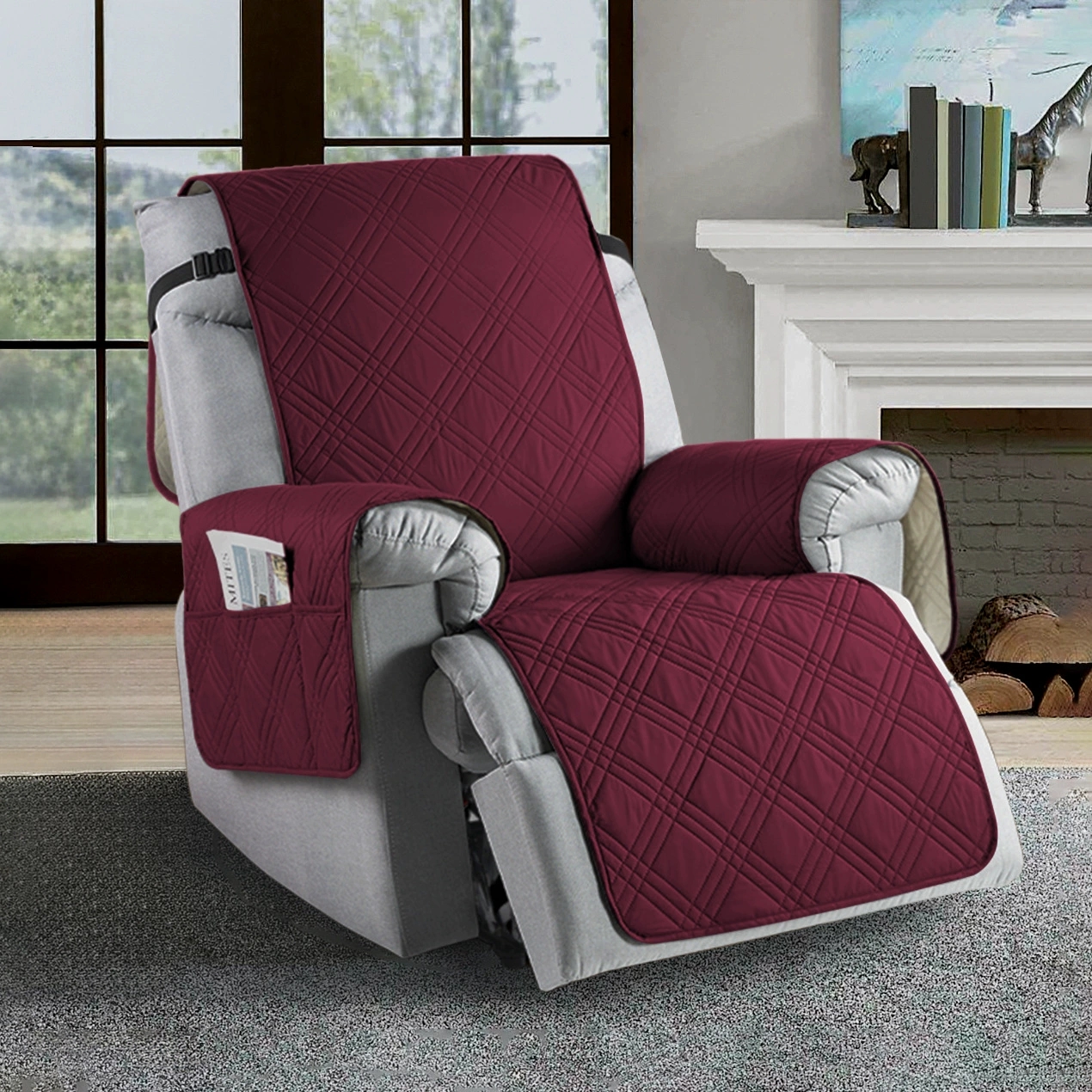 Waterproof Recliner Chair Cover with Pocket Slipcover Reversible Sofa Protector - Picture 25 of 26