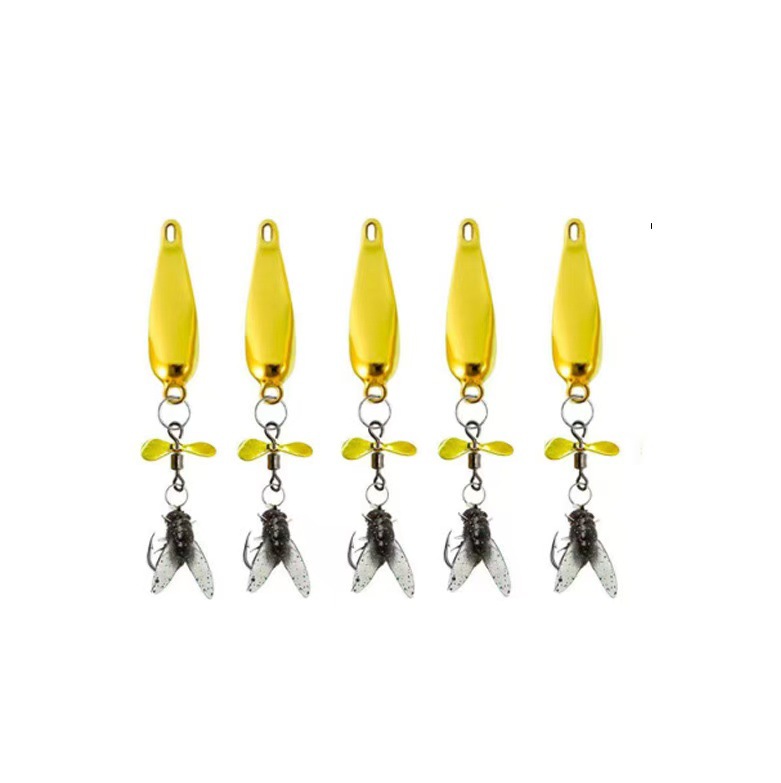 Hélice de metal señuelo de pesca para pesca, 5 piezas cebo de lentejuelas gancho para moscas - Imagen 14 de 25