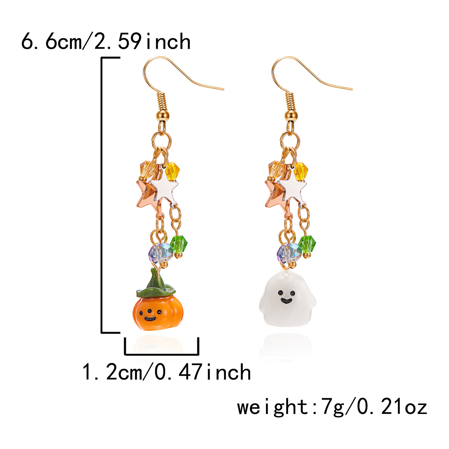 1 Pair Halloween Dangle Earrings for Women - Cartoon Ghost & Pumpkin Design with - Bild 12 von 13