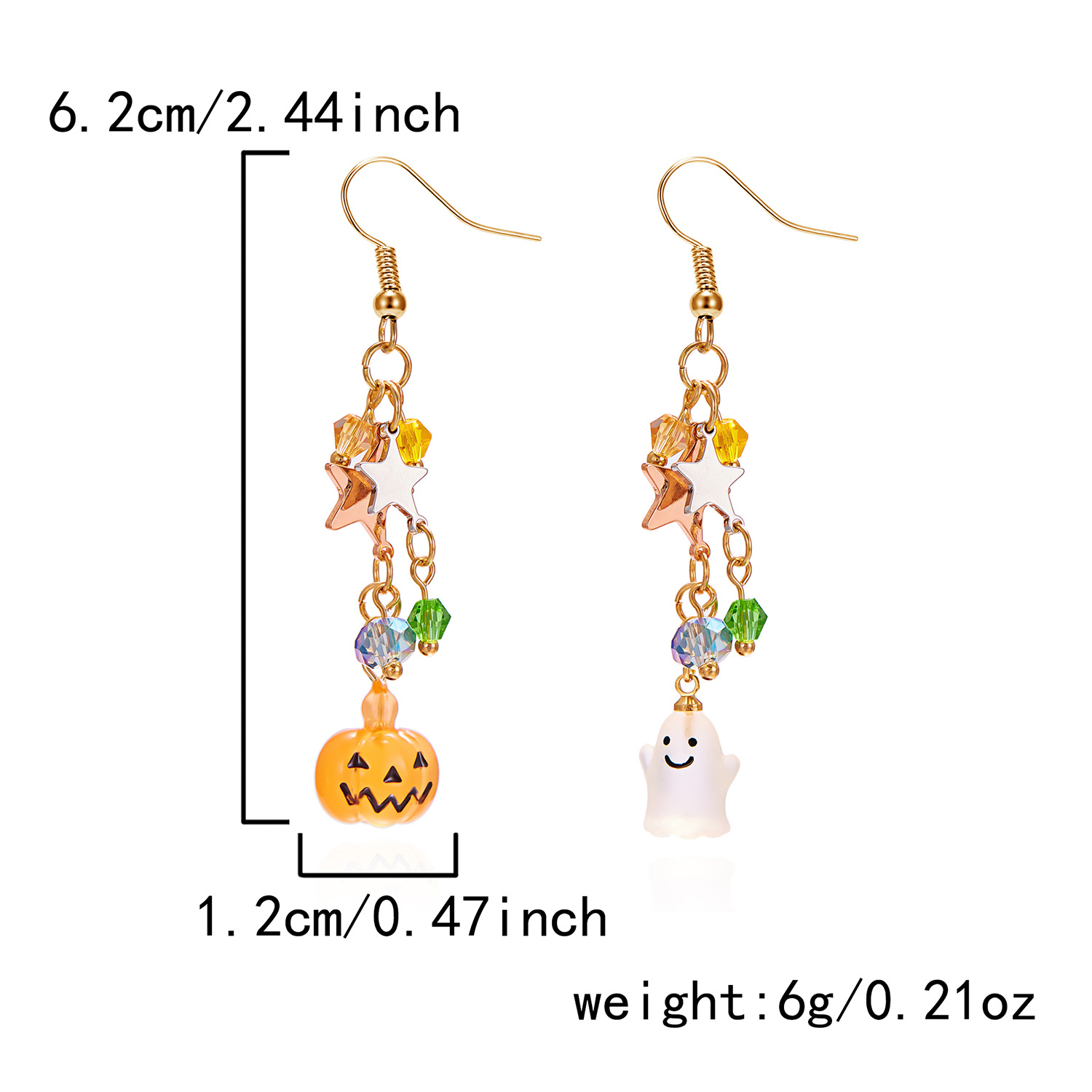 1 Pair Halloween Dangle Earrings for Women - Cartoon Ghost & Pumpkin Design with - Bild 13 von 13