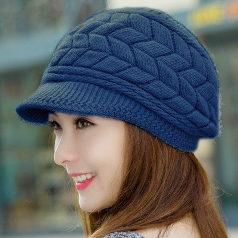 LADY Women Knitted Winter Warm Beanie Hat Peaked Wooly Visor Cap Casual Slouch_ - Picture 27 of 28