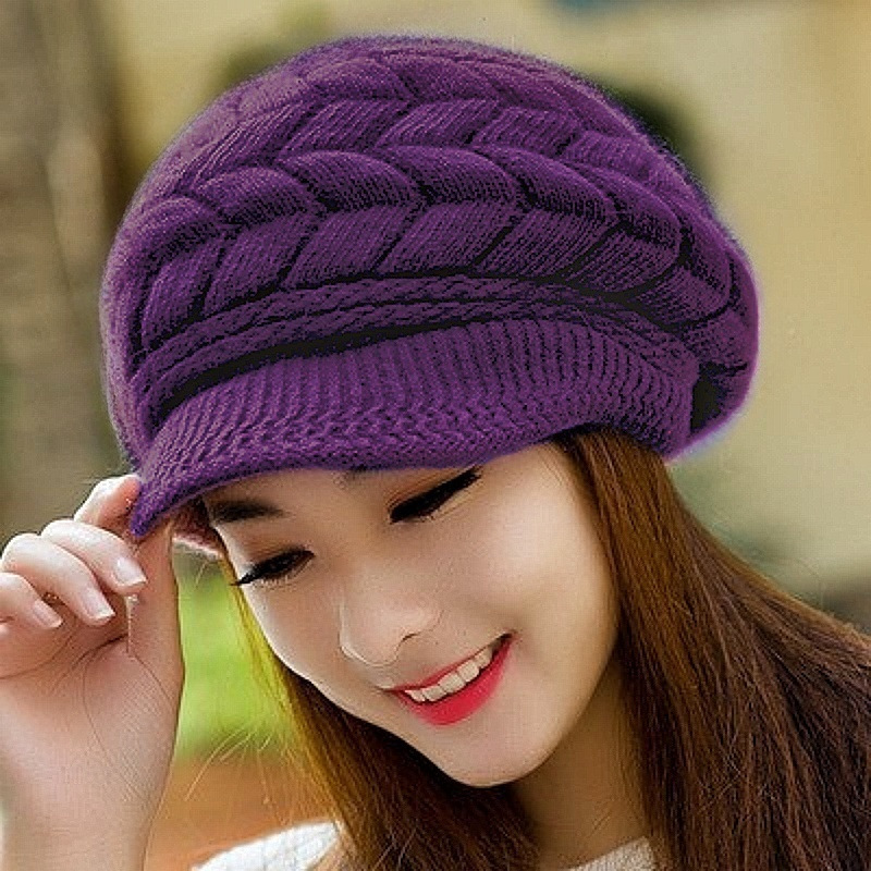 LADY Women Knitted Winter Warm Beanie Hat Peaked Wooly Visor Cap Casual Slouch_ - Picture 26 of 28