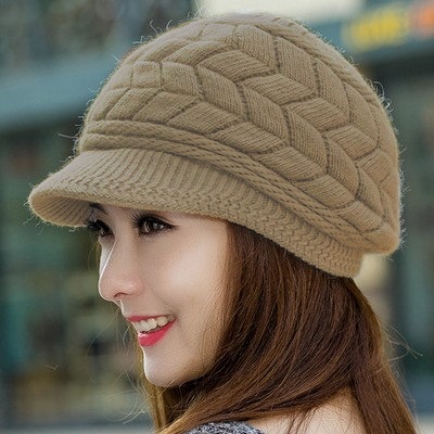 LADY Women Knitted Winter Warm Beanie Hat Peaked Wooly Visor Cap Casual Slouch_ - Picture 25 of 28