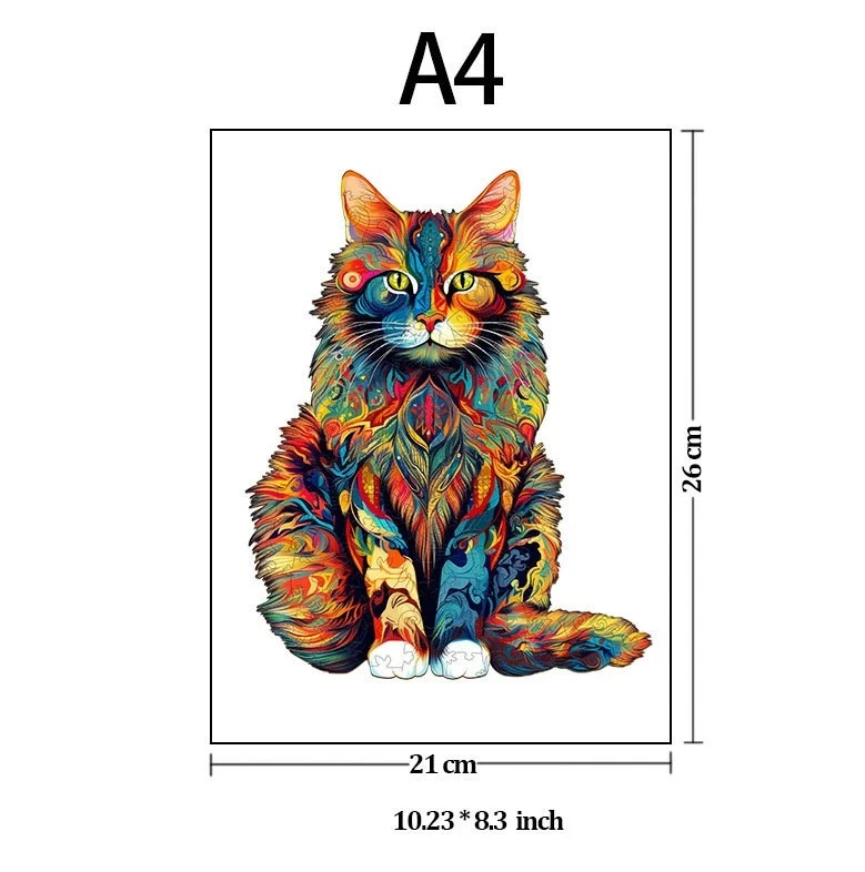 Cat Wooden Jigsaw Animal Puzzles Adults And Kids Unique Cat Shape Wood Puzzles - Bild 15 von 16