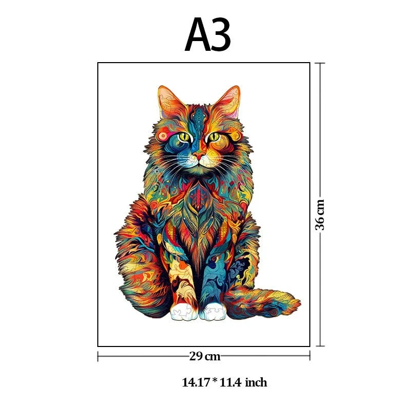 Cat Wooden Jigsaw Animal Puzzles Adults And Kids Unique Cat Shape Wood Puzzles - Bild 16 von 16