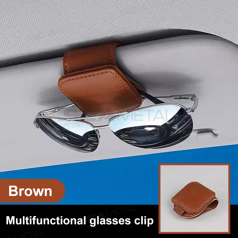 Magnetic Leather Sunglasses Holder for Car Sun Visor Eyeglass Hanger Clip - Picture 12 of 13