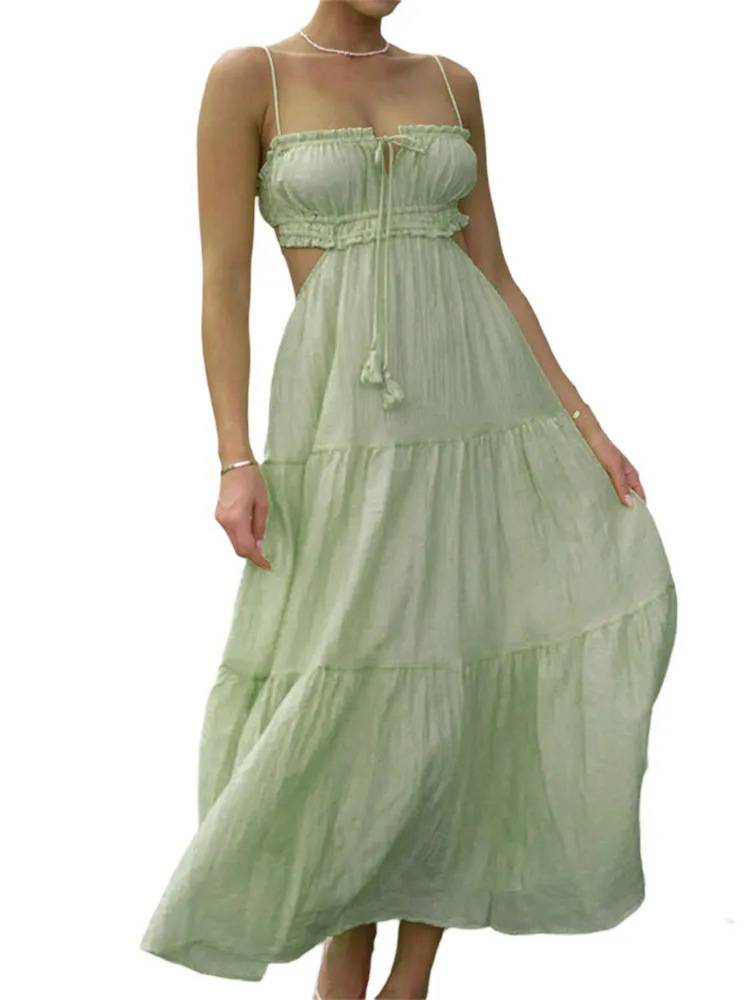 Sling Hollow Backless Large Pendulum Dress