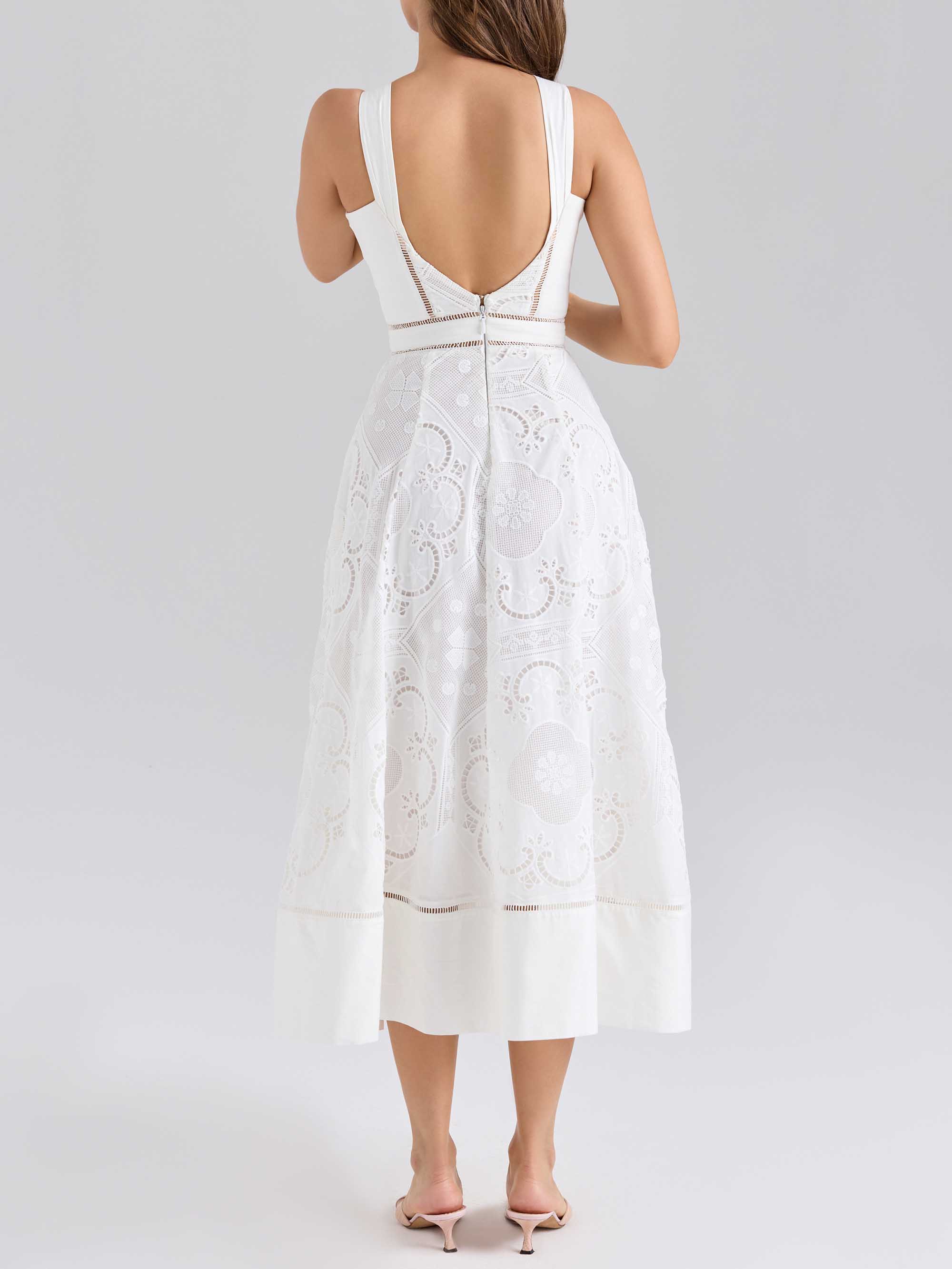 Elegant Lace Sling Midi Dress