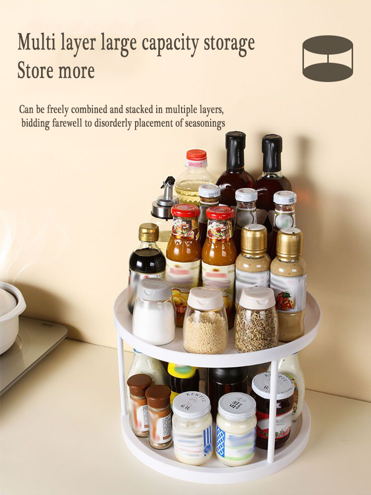 Description Picture 6 of itemStorage 360 Degree Rotating Cabinet Organizer Kitchen Bathroom Cosmetic Turntable Storage Tray Non-Slip Spice Round Rack Plate