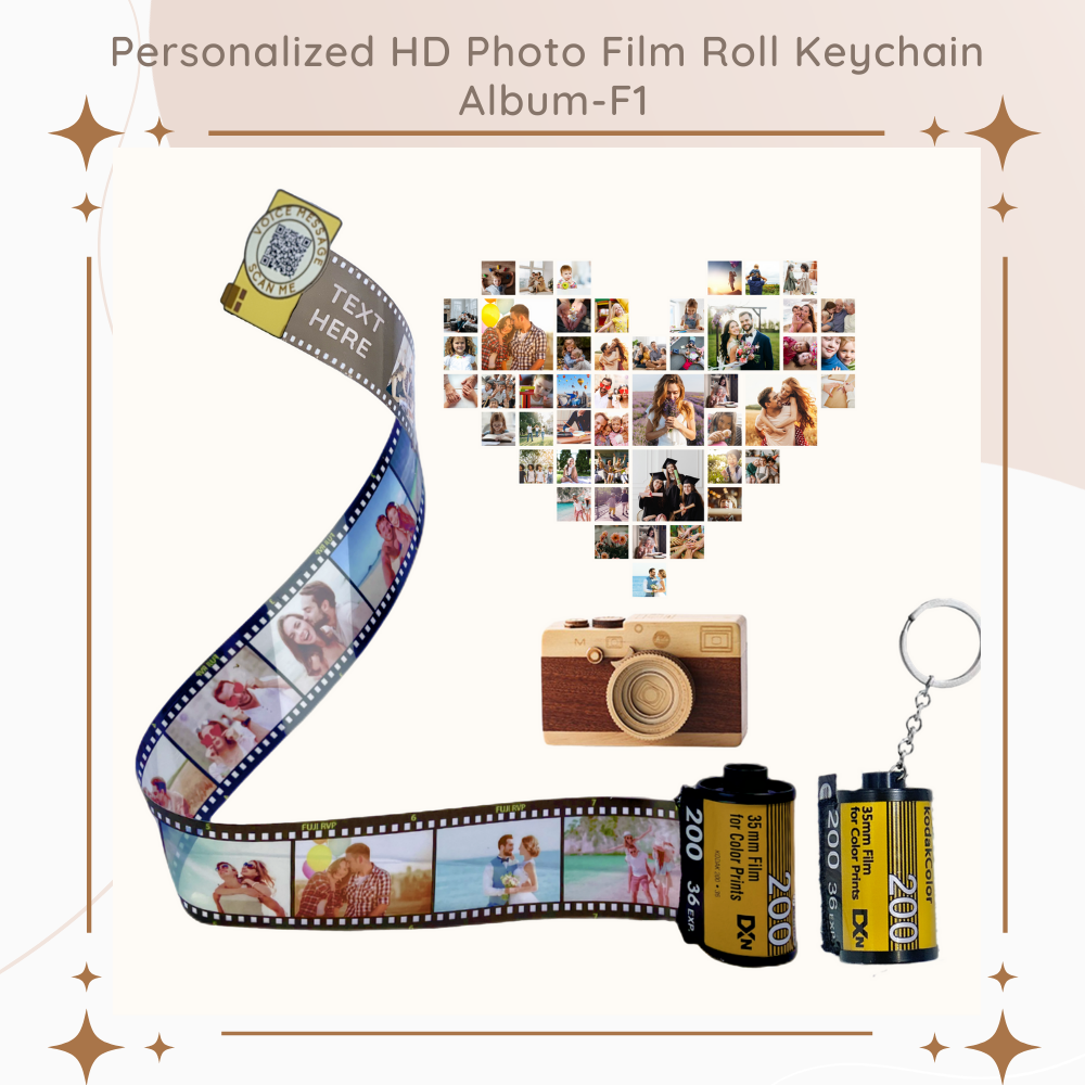 Custom Camera Film Roll Keychains, Personalized Keychains with 10