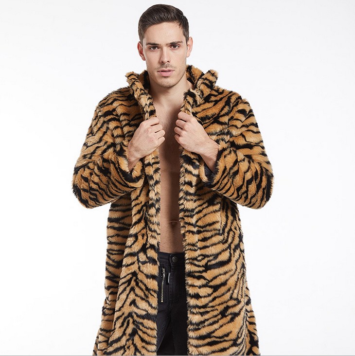 The latest fashion men's coat tiger print long coat | eBay