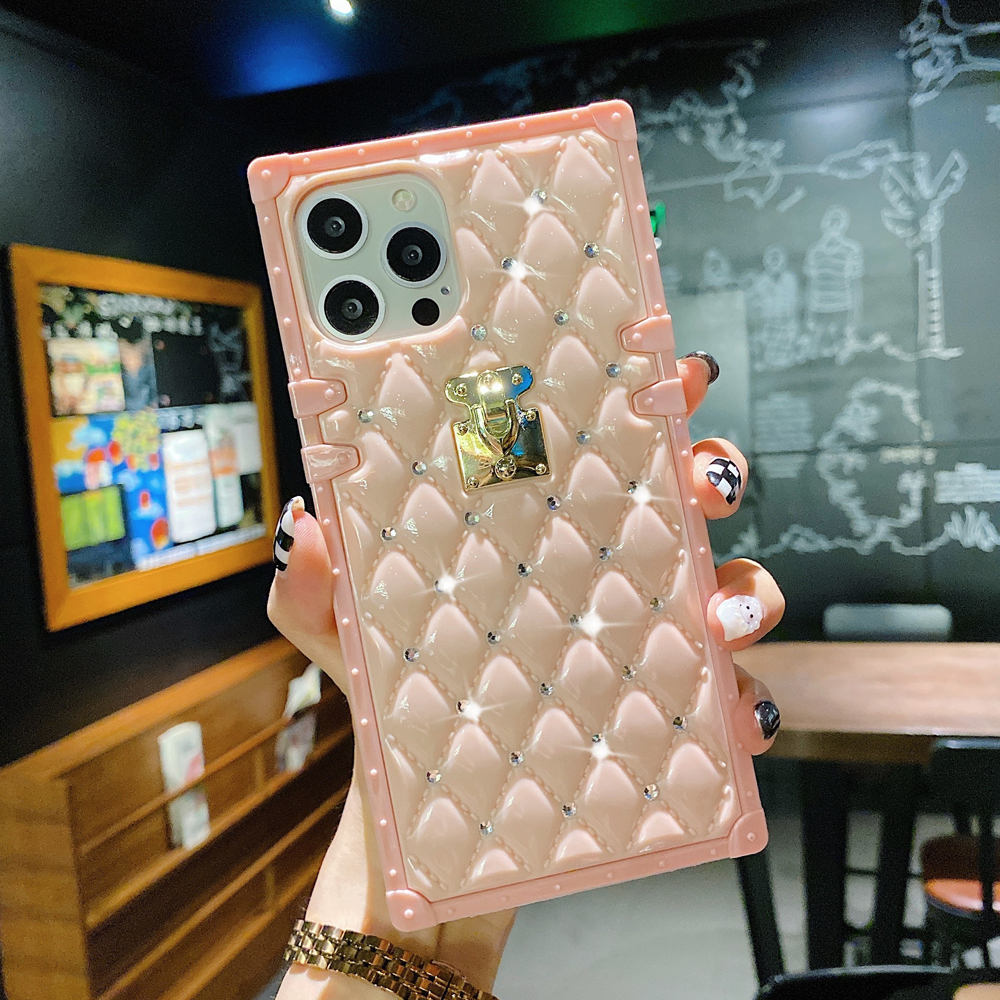 LEOBELLA iPhone 12 Pro Max Case 5G Cute Square Glitter Marble Cover for  Women Girl Soft TPU Metal Reinforced Corners Shockproof Cuadrado Cases for