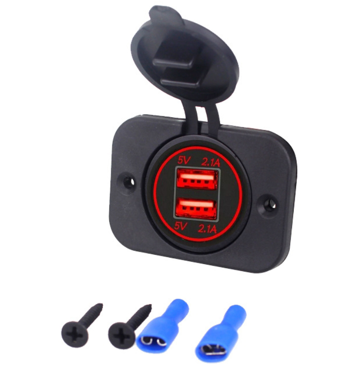 Chargeur Voiture Universel Moto RV Yacht Double USB 4.2A Modifié 12-24V LED - Photo 9 sur 10