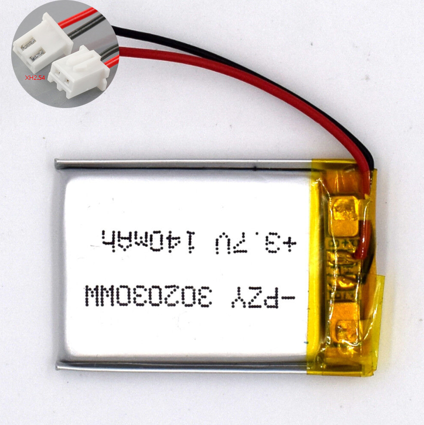 3.7V 140 mAh Rechargeable Battery 302030 Li-Polymer Li Po for GPS Speaker XH2.54