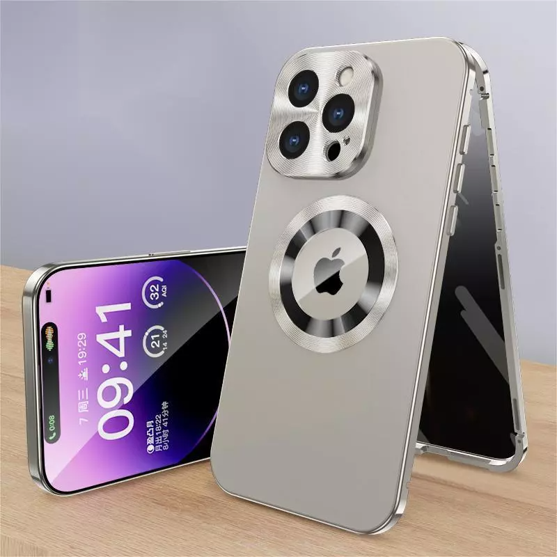 For iPhone 16 15 14 Double-Sided Magsafe Metal 360 Full Body Case Bumper Cover - Foto 14 di 17