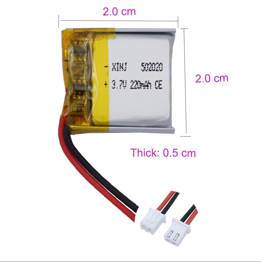 Batería Li 3.7V 220mAh 0.814Wh 502020 JST 2Pin Conector Para Mouse GPS - Imagen 21 de 21