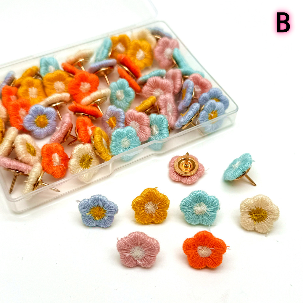 30pc Office Decor Thumb Tacks Cute Cork Board Pins Decorative Flower Shaped Pins - Picture 17 of 21
