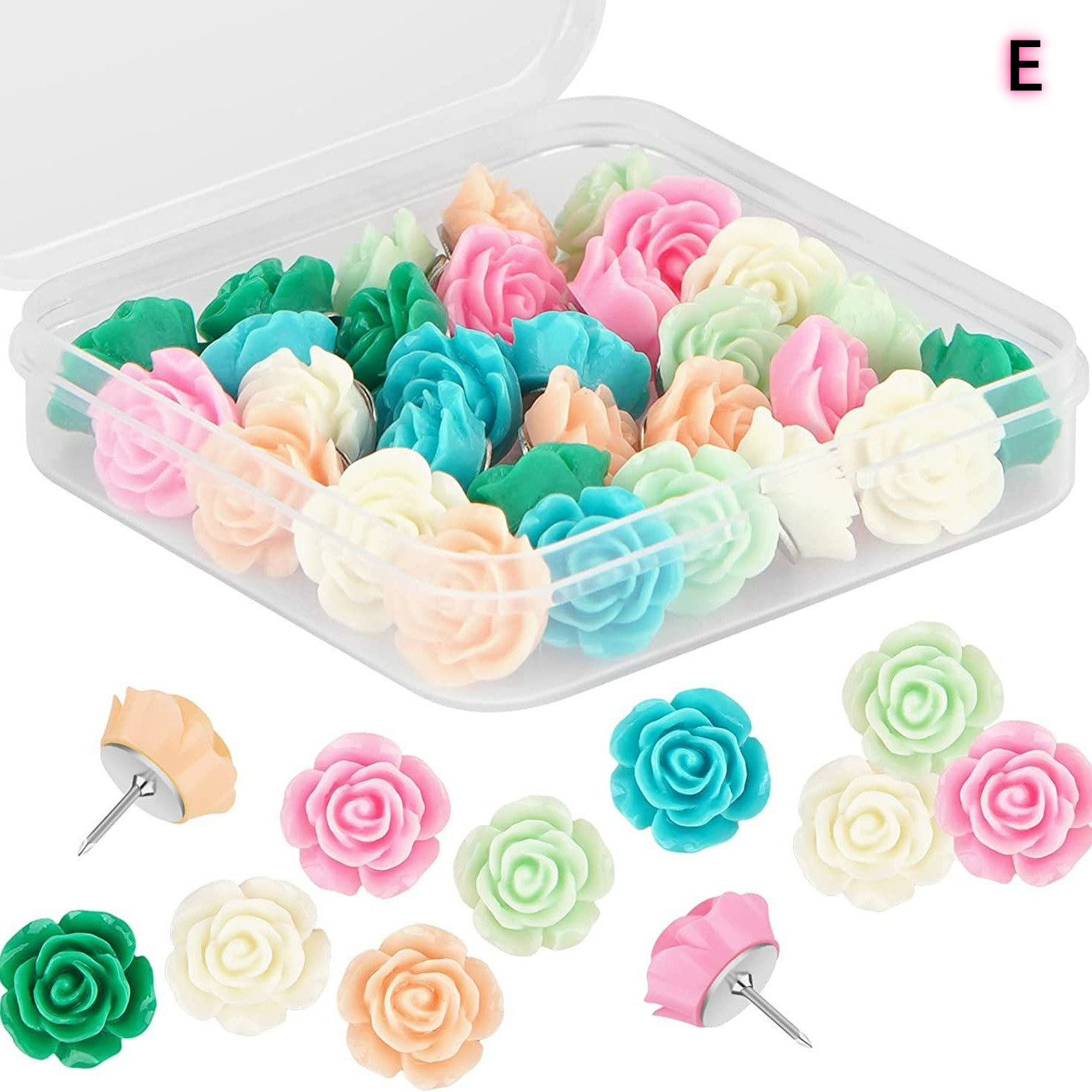 30pc Office Decor Thumb Tacks Cute Cork Board Pins Decorative Flower Shaped Pins - Picture 20 of 21