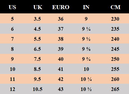 shoe size chart